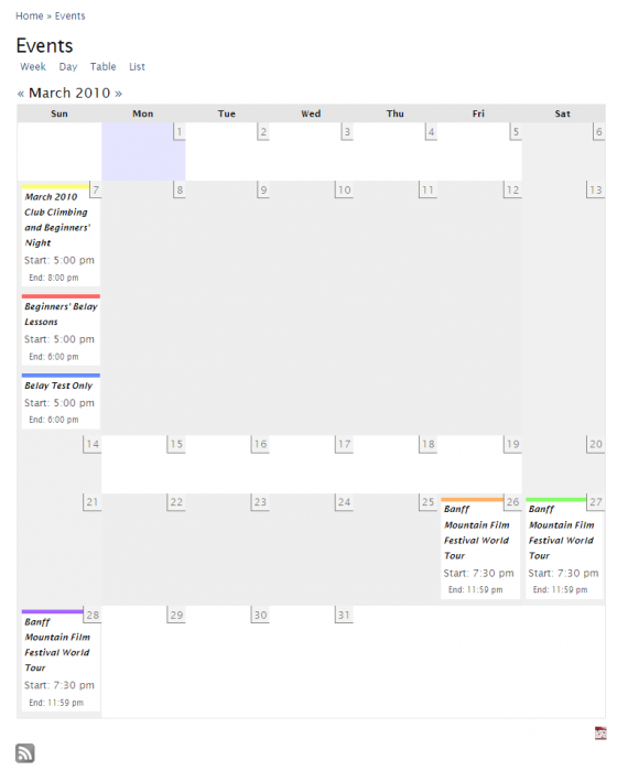 Events Calendar